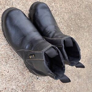 Men's Black Leather Ankle steel Toe Boots